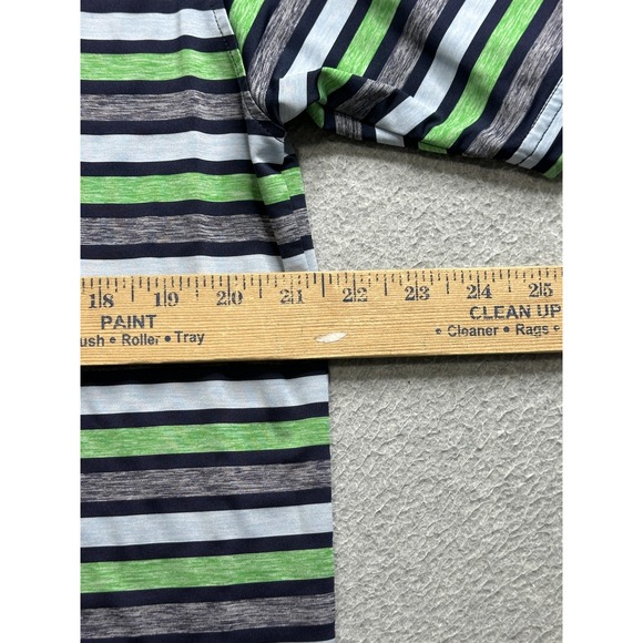FootJoy Cowboys Golf Club Polo Shirt Mens Medium Blue Green Stripe Golf Stretch - Picture 9 of 11